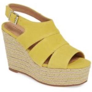 Halogen Alina Yellow Suede Platform Wedge Sz 6